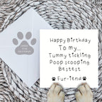 Tummy tickling, poop scooping bestie card