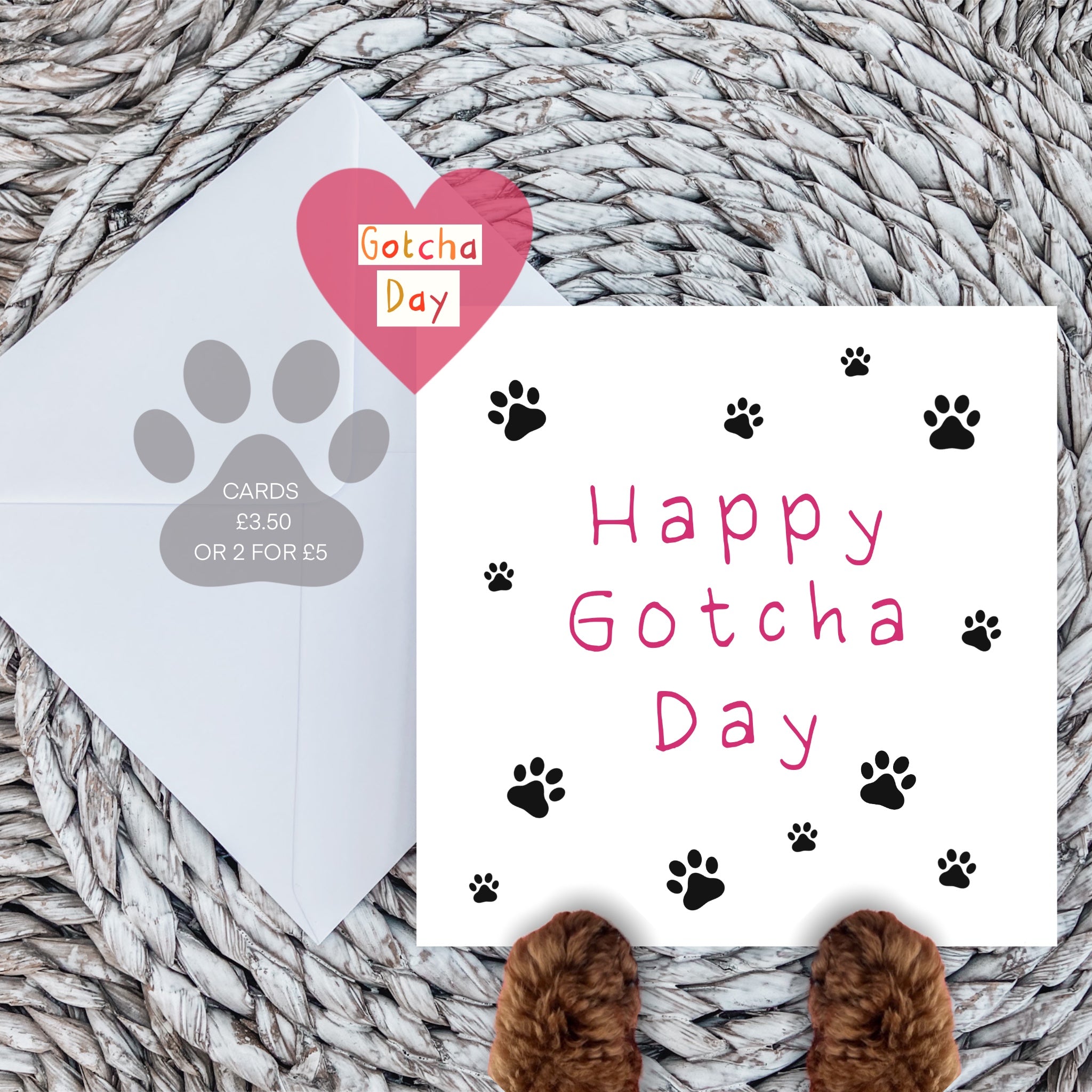 Happy gotcha day card in pink