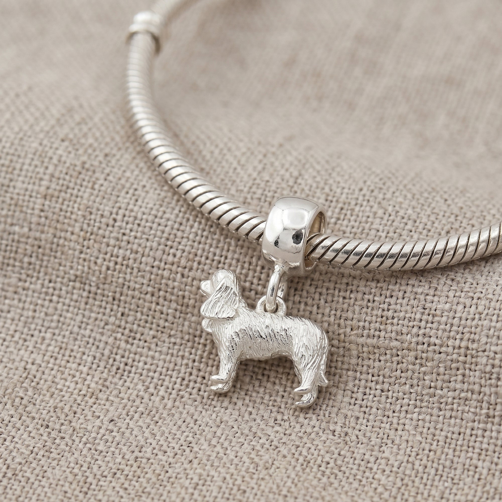 King Charles Spaniel Silver Dog Charm