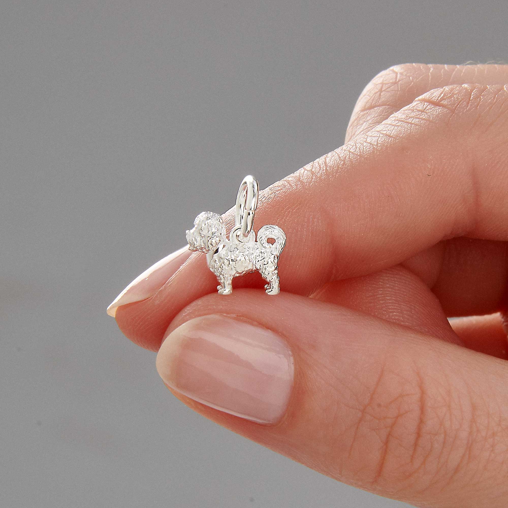 Maltipoo Silver Dog Charm