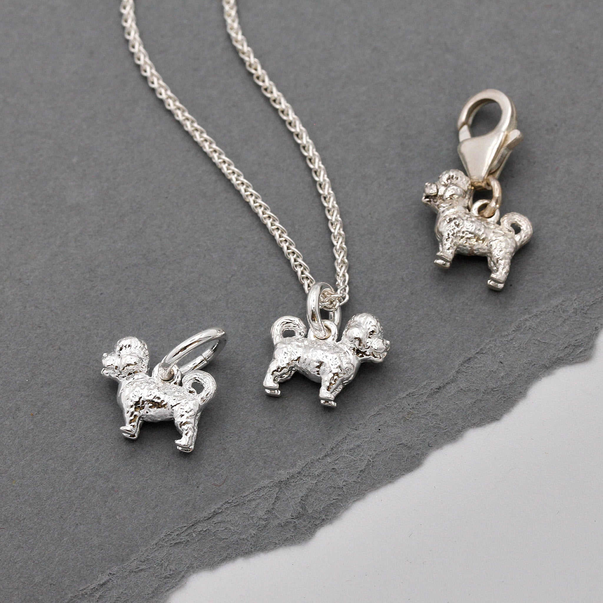 Maltipoo Silver Dog Charm