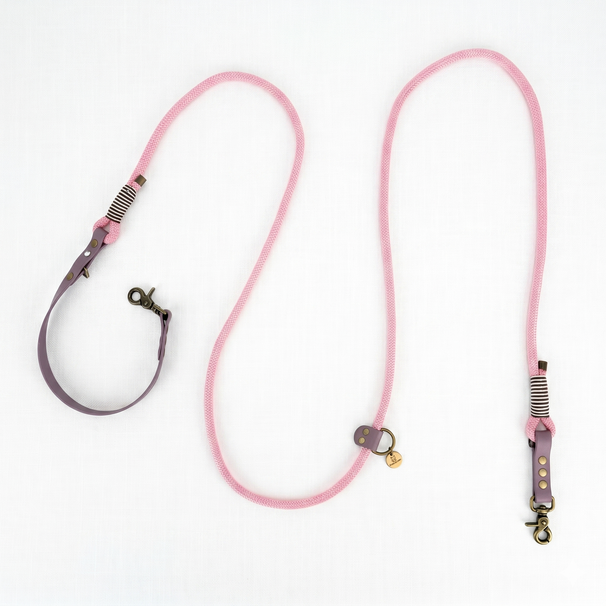 Kitsuné Pink Multiposition Paracord & Biothane Lead