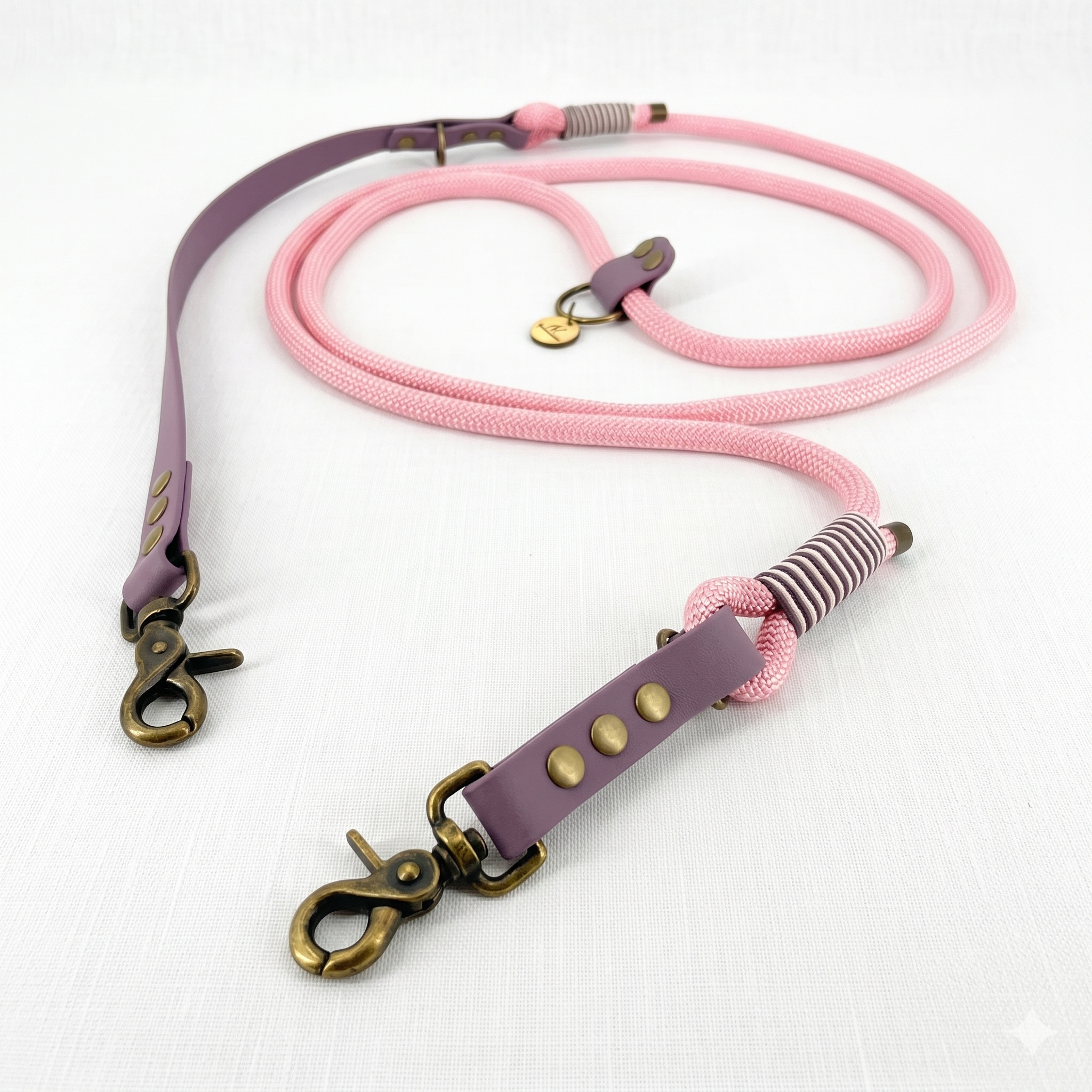 Kitsuné Pink Multiposition Paracord & Biothane Lead