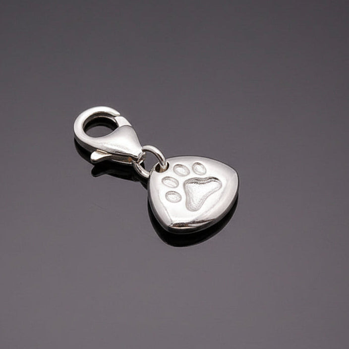 Pet Paw Print Personalised Silver Charm