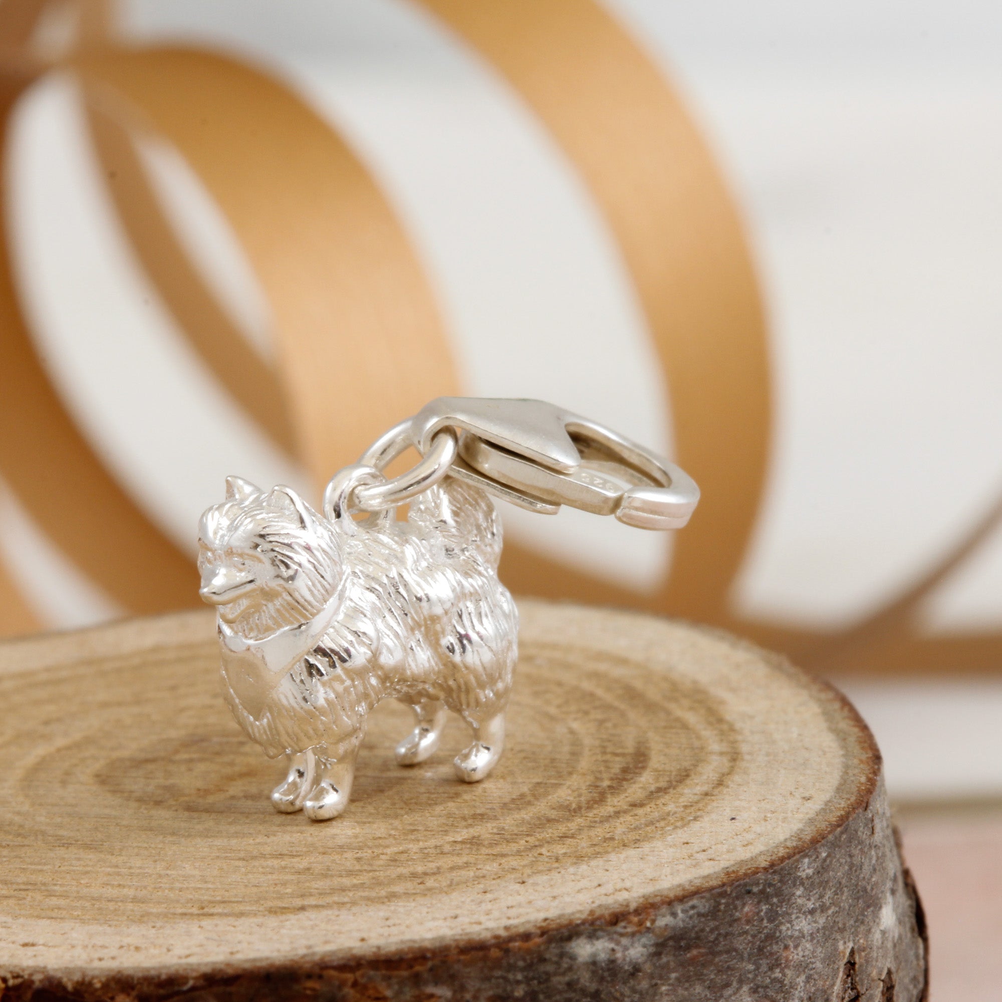 Pomeranian Silver Dog Charm