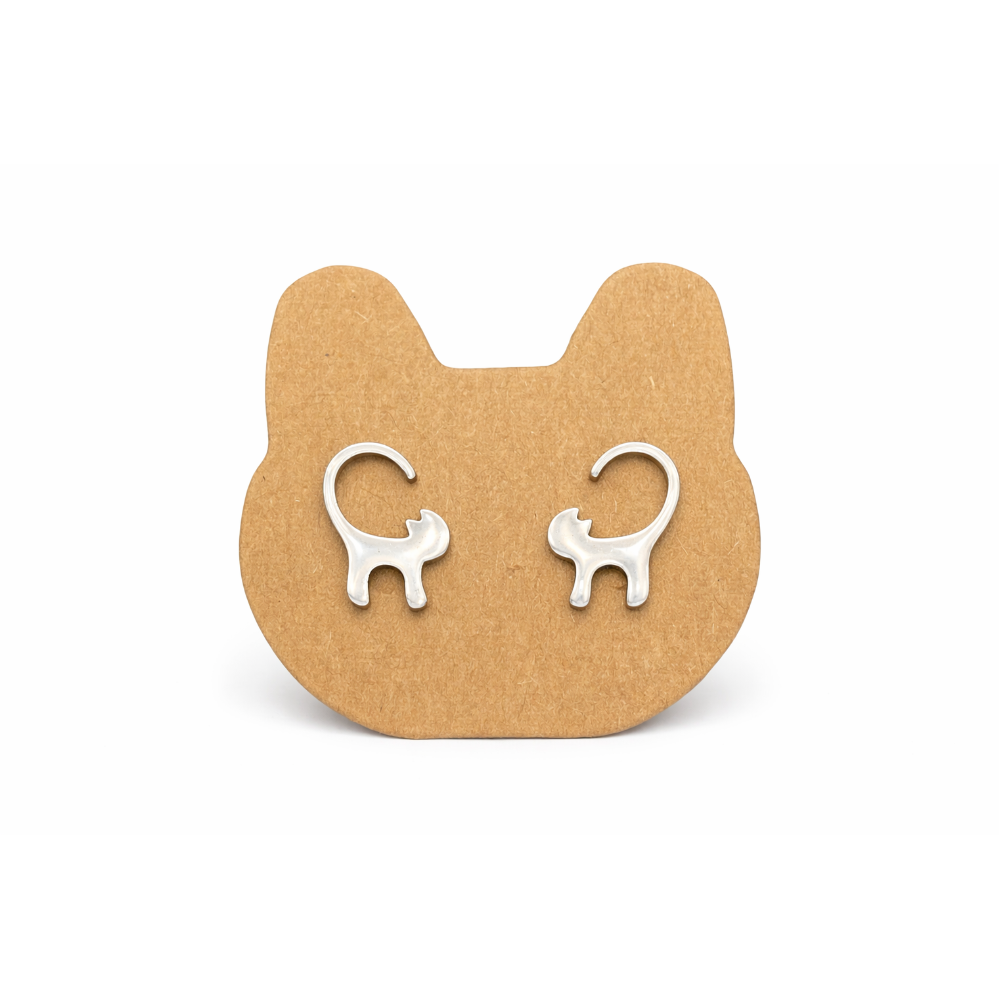 Stainless Steel Cat Stud Earrings – Minimal Cat Lover Jewellery
