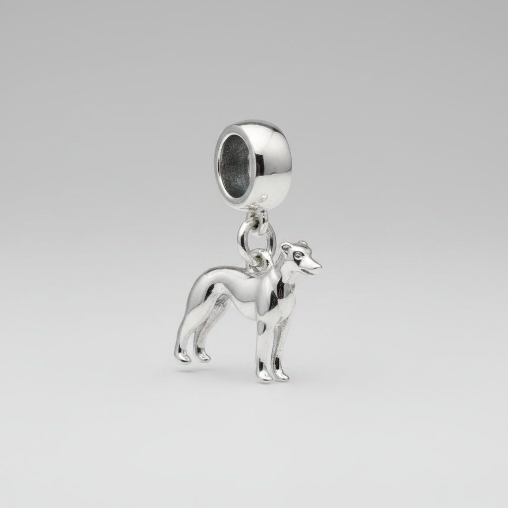 Whippet Silver Dog Charm