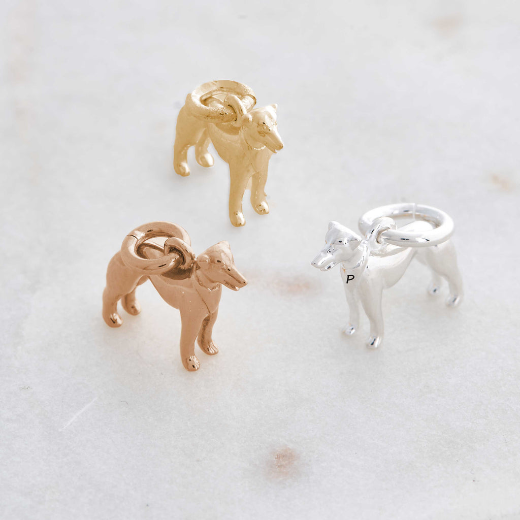 Whippet Silver Dog Charm