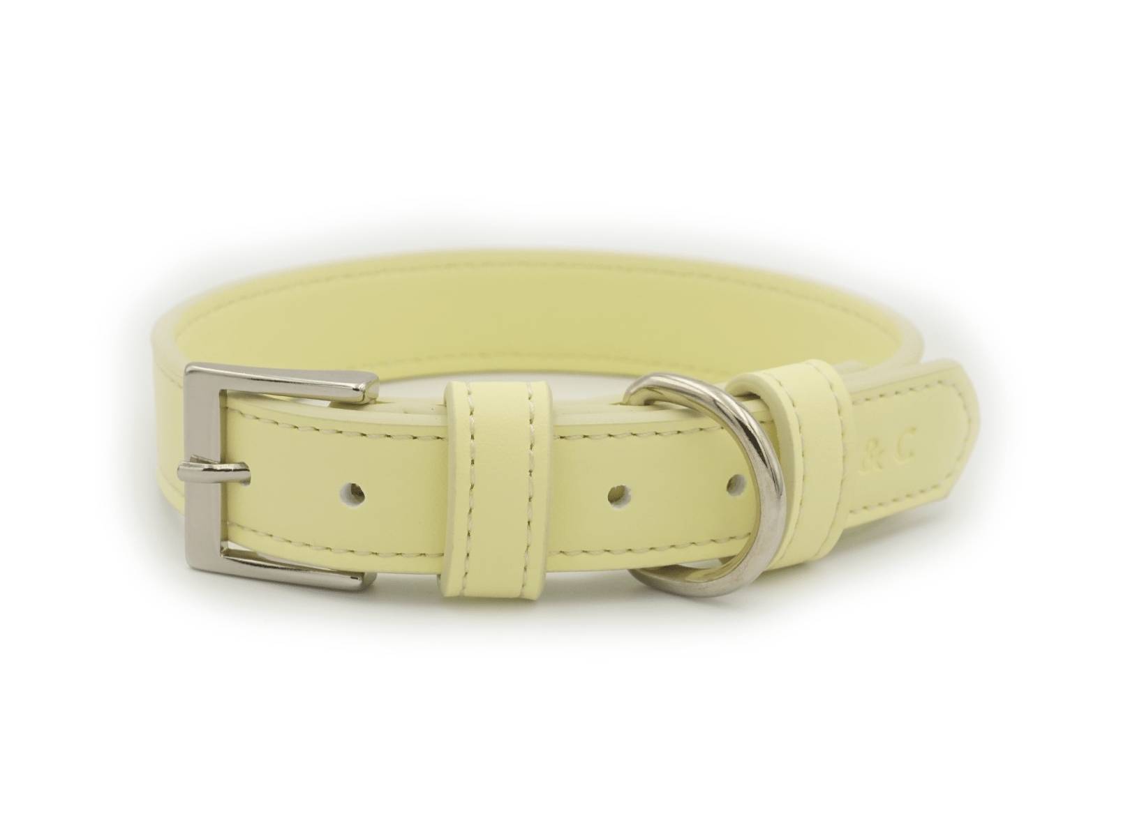 Yellow Leather Dog Collar