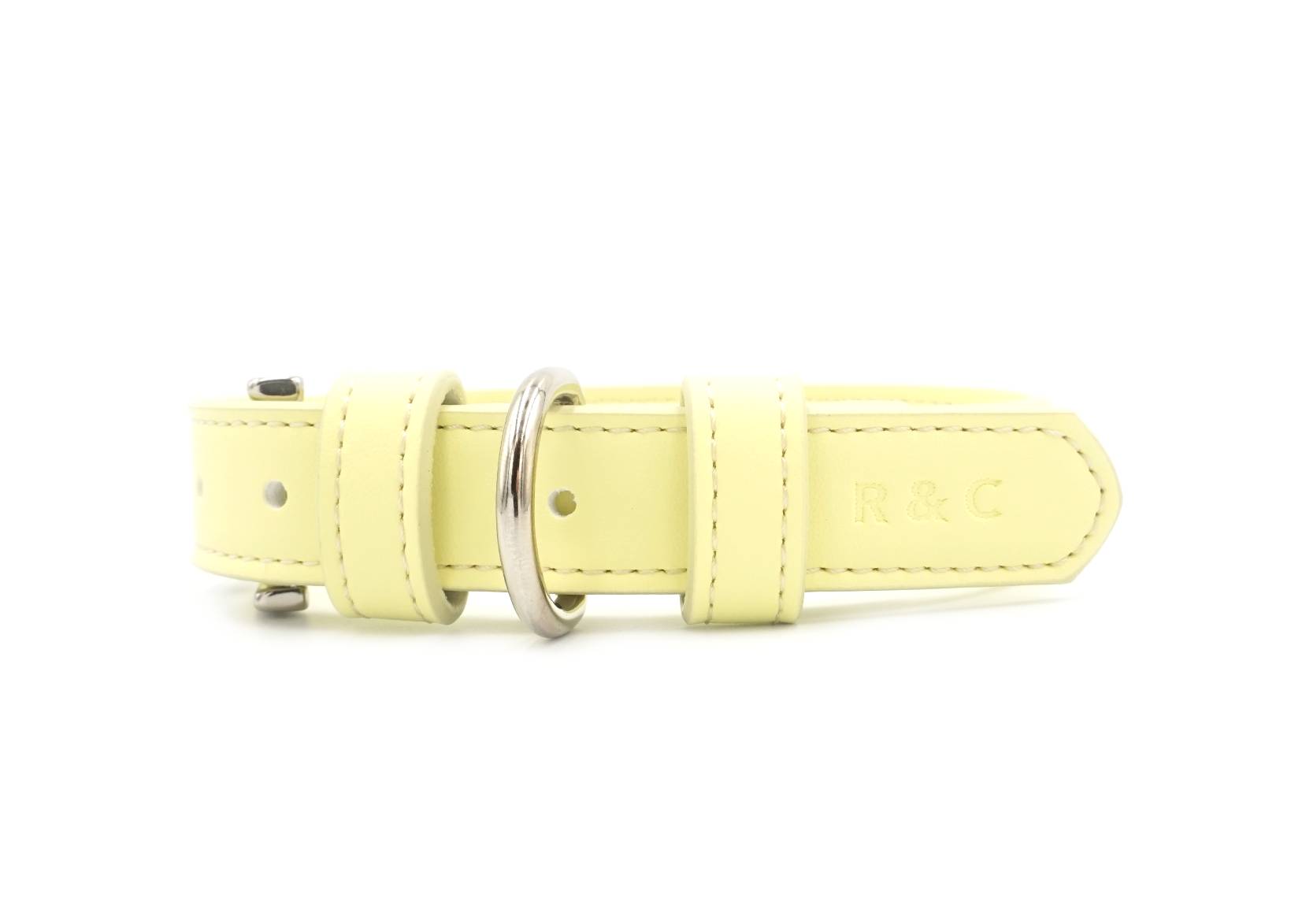 Yellow Leather Dog Collar